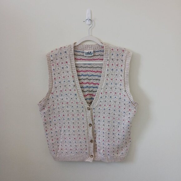Northern Reflections Sweaters - Vintage Northern Reflections Cardigan Vest Knit V Neck Beige Size L
